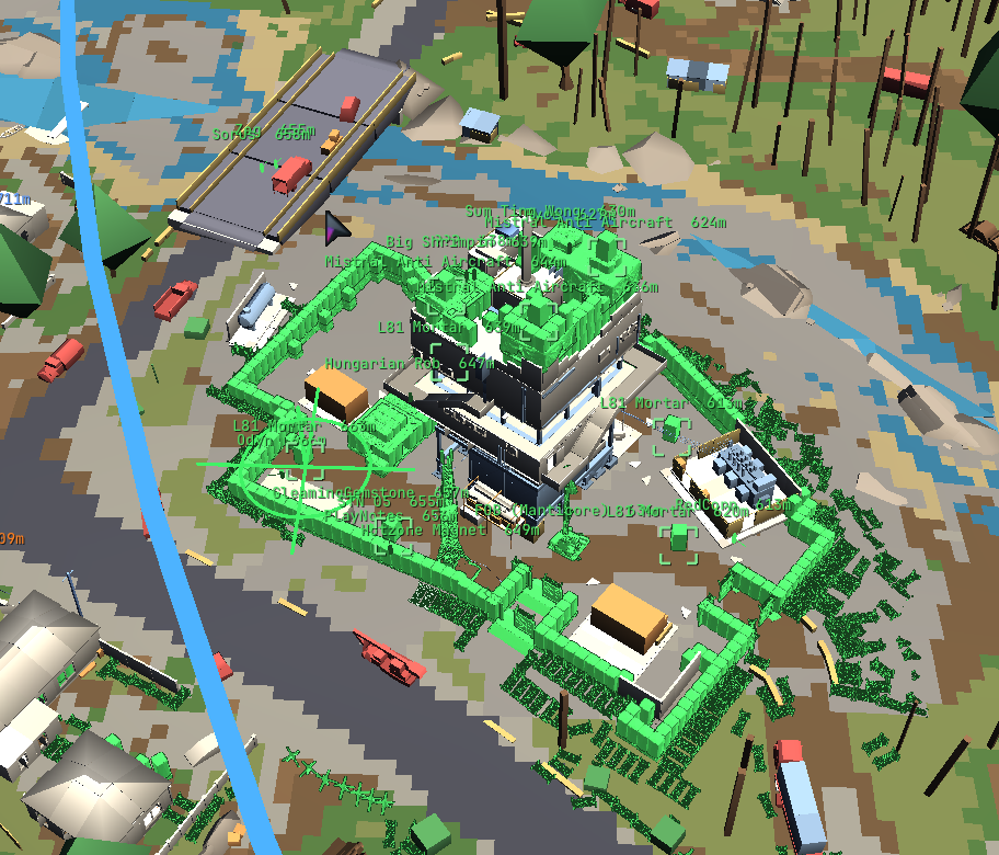 3D radar view of the same objective after Manticore built walls and emplacements